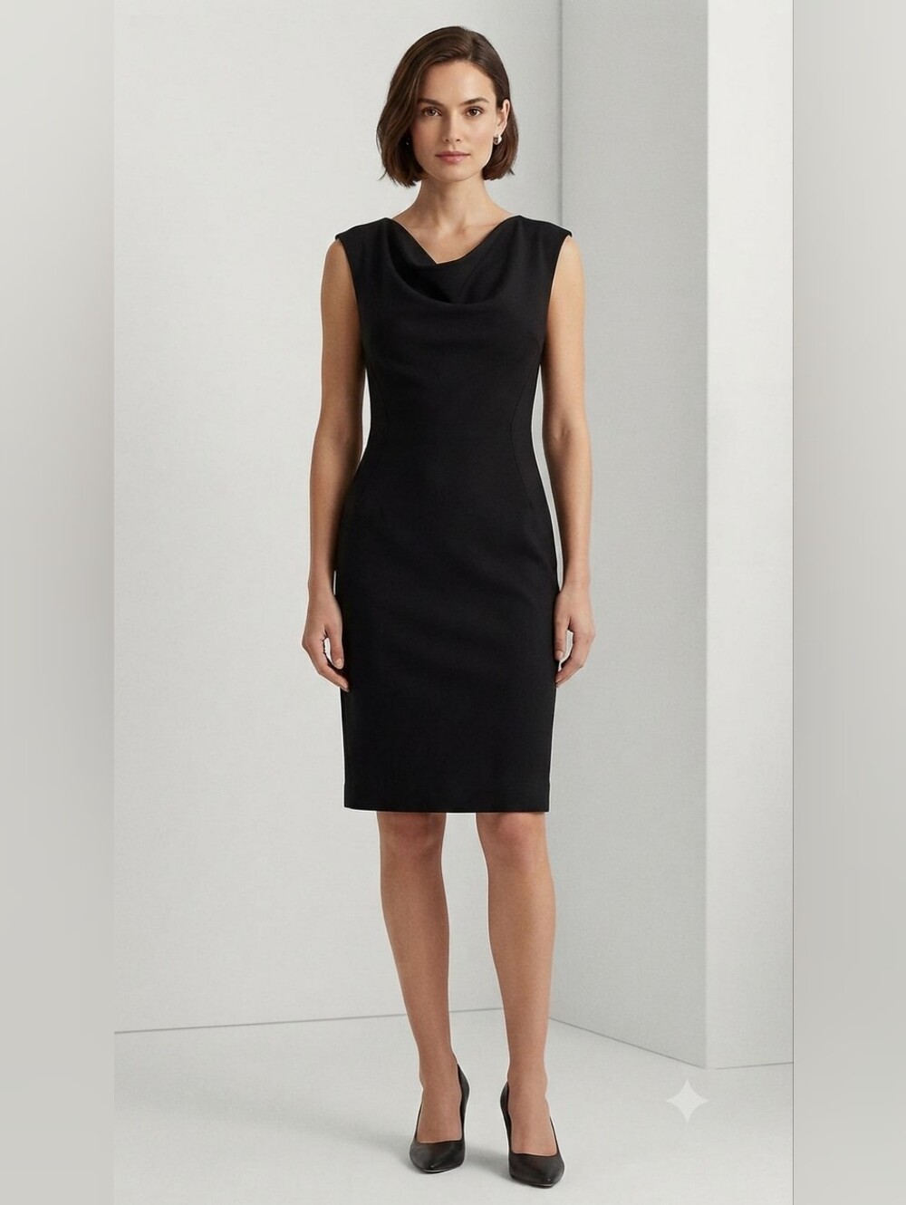 Banana Republic Black Sleeveless Cowl Neck Midi Dress